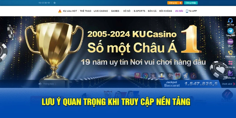 Lưu ý quan trọng khi thao tác truy cập nền tảng